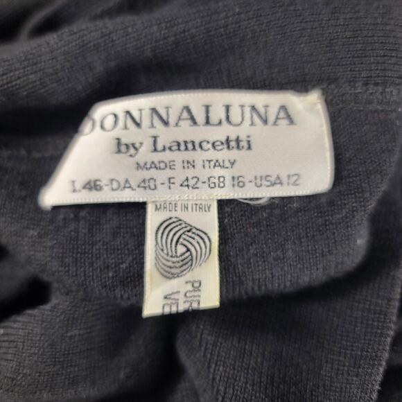 Lancetti Italy Purple Black Vintage Wool 2 Piece Sweater & Skirt Set 10 12 - Picture 6 of 6